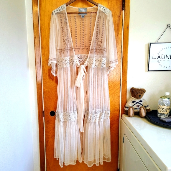Summer Of Love Boho Indie Sleeve Whimsical Sheer Full Length Shrug Size Large - Picture 1 of 6